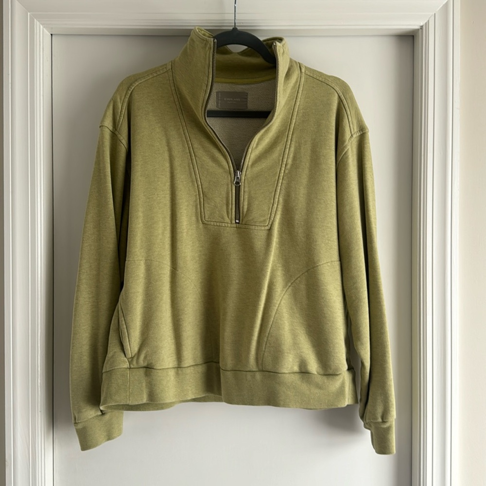 Everlane Olive Green Half-Zip Sweatshirt